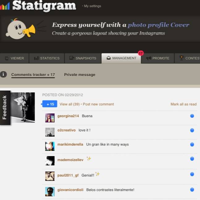 The Comments tracker, new tool for Instagram by Statigram