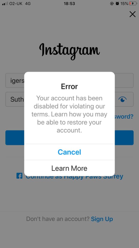 Instagram disabled my account