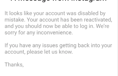 How to restore a disabled account on Instagram